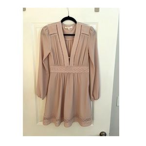 Wayf Pink Eyelet & Lace Dress w/Plunge Front